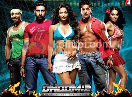 Uday Chopra, Abhishek Bachchan, Aishwarya Rai, Hrithik Roshan, Bipasha Basu (Dhoom 2 Movie Wallpaper)