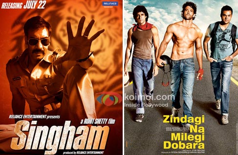 Posters of Singham & Zindagi Na Milegi Dobara