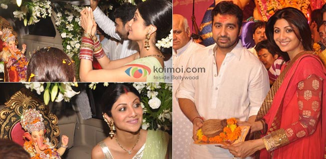 Shilpa Shetty, Raj Kundra At Ganpati Visarjan