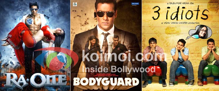 Ra.One Movie Poster, Bodyguard Movie Poster, 3 Idiots Movie Poster