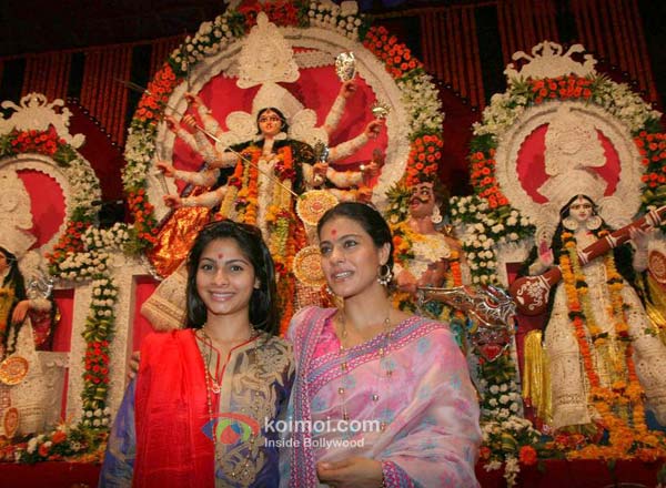 Tanisha Mukherjee, Kajol At Durga Pooja