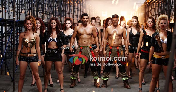 John Abraham and Akshay Kumar in Desi Boyz John Abraham and Akshay Kumar in Desi Boyz