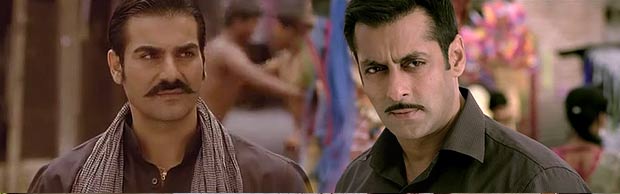 Arbaaz Khan and Salman Khan in a still from Dabangg