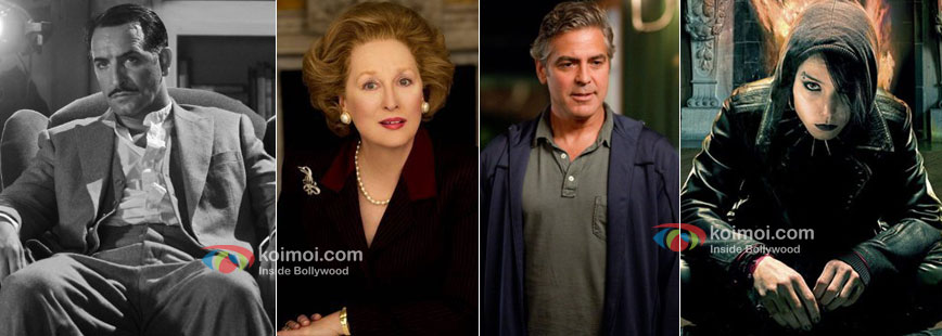 Jean Dujardin in The Artist, Meryl Streep in The Iron Lady, George Clooney in The Descendants, Rooney Mara in The Girl with the Dragon Tattoo