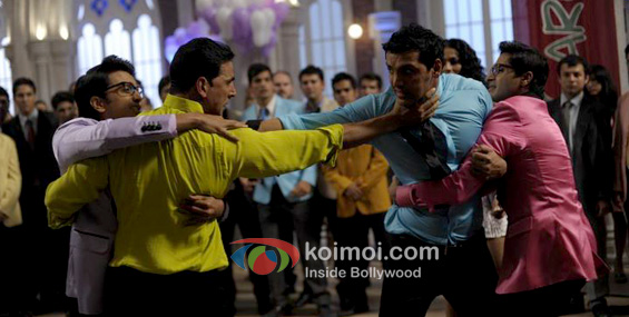 Ritesh Deshmukh, Akshay Kumar, John Abraham, Shreyas Talpade (Housefull 2 Movie Stills)