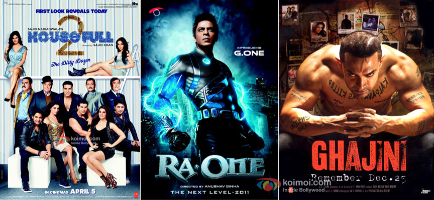 Housefull 2, Ra.One, Ghajini Movie Posters Housefull 2, Ra.One, Ghajini Movie Posters