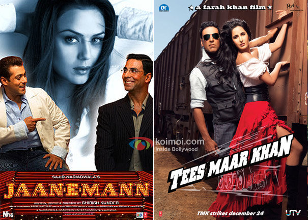 Akshay Kumar in Jaan-E-Mann and Tees Maar Khan Movie Poster