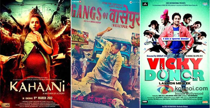 Vidya Balan In Kahaani, Manoj Bajpayee In Gangs Of Wasseypur, Ayushmann Khurrana In Vicky Donor Movie Posters