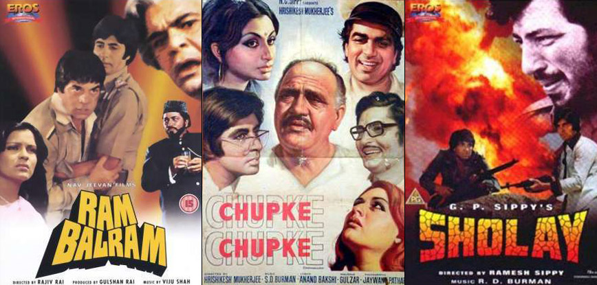 Ram Balram, Chupke Chupke and Sholay Movie Posters
