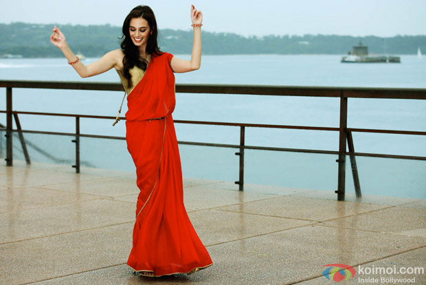 Evelyn Sharma in a red hot saree