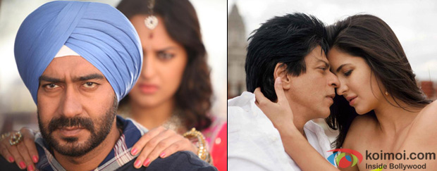 Ajay Devgn and Sonakshi Sinha from Son Of Sardaar & Shah Rukh Khan and Katrina Kaif from Jab Tak Hai Jaan