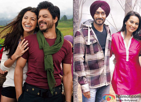 Anushka Sharma & Shah Rukh Khan from Jabn Tak Hai Jaan and Ajay Devgn & Sonakshi Sinha from Son Of Sardaar