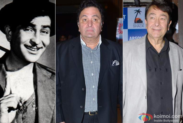 Raj Kapoor, Rishi Kapoor and Randhir Kapoor