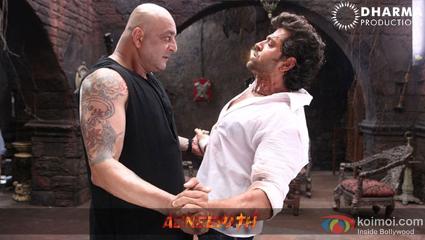 Sanjay Dutt and Hrithik Roshan in a still from Agneepath Movie