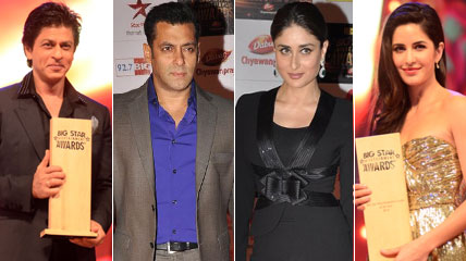 Shah Rukh Khan, Salman Khan, Kareena Kapoor and Katrina Kaif At Big Star Entertainment Awards 2012