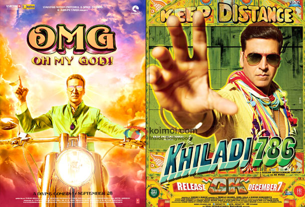 Akshay Kumar in OMG Oh My God! and Khiladi 786 Movie Poster