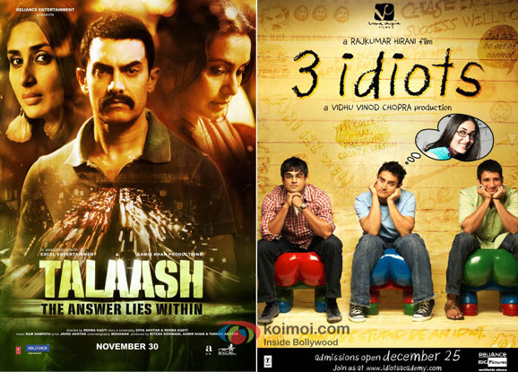 Talaash and 3 Idiots Movie Poster