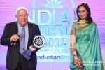 Cipla Chairman Yusuf Hamid and HT Media Chairman Shobhana Bhartia at the CNN-IBN Indian of the Year 2012 awards in Delhi