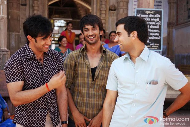Amit Sadh, Sushant Singh Rajput and Raj Kumar Yadav in a still from Kai Po Che Movie