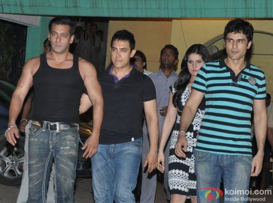 Salman Khan, Aamir Khan, Zarine Khan and Niketan Madhok