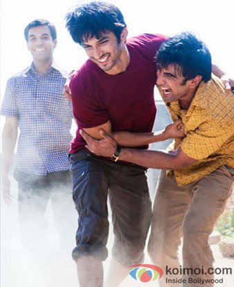 Raj Kumar Yadav, Sushant Singh Rajput and Amit Sadh from Kai Po Che Movie
