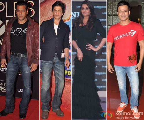 Salman Khan, Shah Rukh Khan, Aishwarya Rai Bachchan and Vivek Oberoi