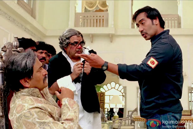 Mahesh Manjrekar, Paresh Rawal and Ajay Devgn in a still from Himmatwala Movie