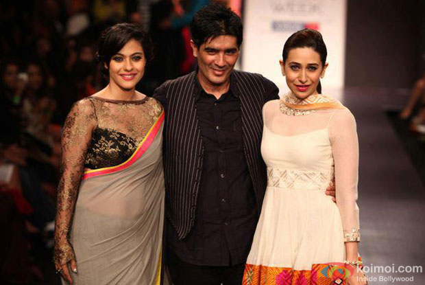 Kajol, Manish Malhotra and Karisma Kapoor