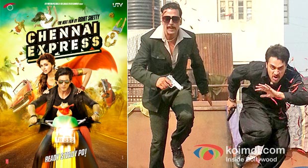 Chennai Express Movie Poster And Akshay Kumar And Imram Khan in Once Upon a time in Mumbaai Again Movie Stills