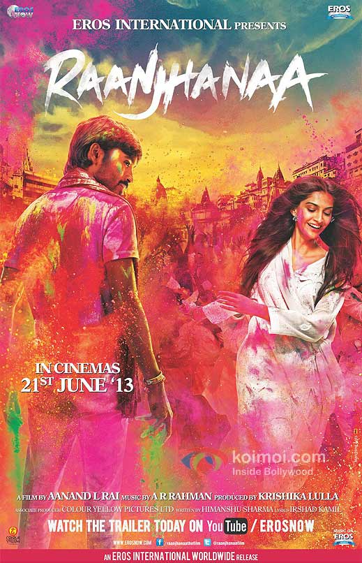 Dhanush And Sonam Kapoor In Raanjhanaa Movie Poster