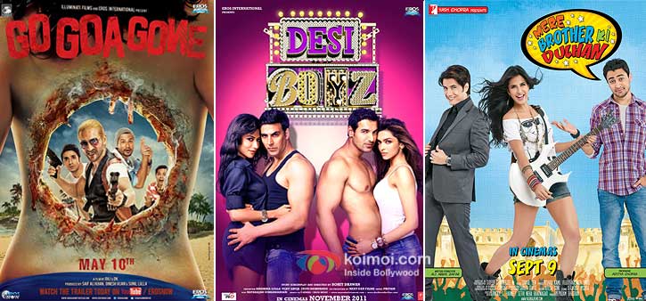 Go Goa Gone, Desi Boyz And Mere Brother Ki Dilhan Movie Poster