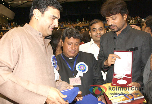 Siddharth Roy Kapur, Tigmanshu Dhulia And Irrfan Khan at the 60th National Film Awards 2012
