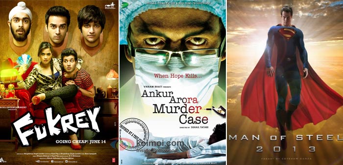 Fukrey, Ankur Arora Murder Case And-Man of Steel Movie Poster