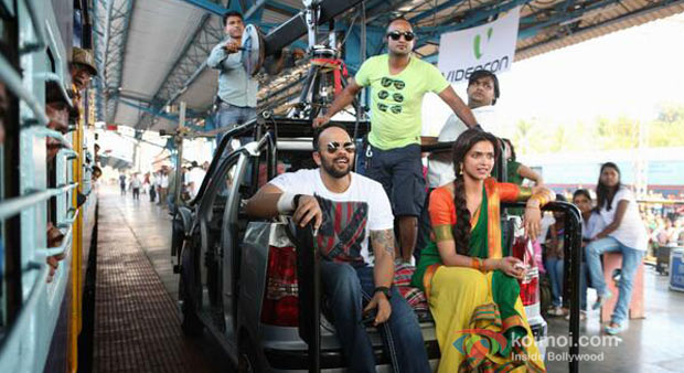 Rohit Shetty And Deepika Padukone on The Sets Chennai Express