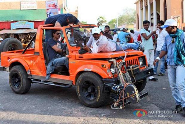 Rohit-Shetty And Shah Rukh Khan on The Sets Chennai Express