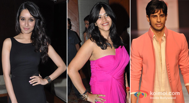Shraddha Kapoor, Ekta Kapoor And Siddharth Malhotra