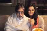 Amitabh Bachchan and Manju Warrier during the shoot of Kalyan Jewellers TVC Pic 2