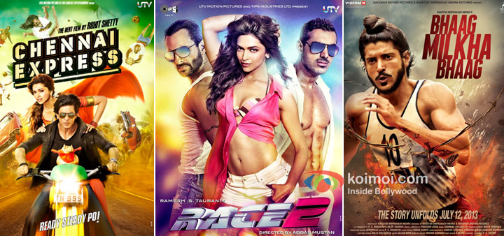 Chennai Express, Race 2 And Bhaag Milkha Bhaag Movie Posters