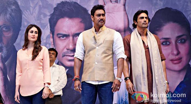 Kareena Kapoor Ajay Devgn And Arjun Rampal in Satyagraha Movie Stills