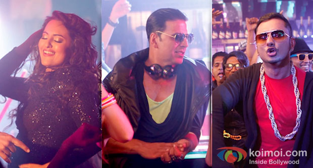 Sonakshi Sinha, Akshay Kumar And Honey Singh in Boss Movie Stills
