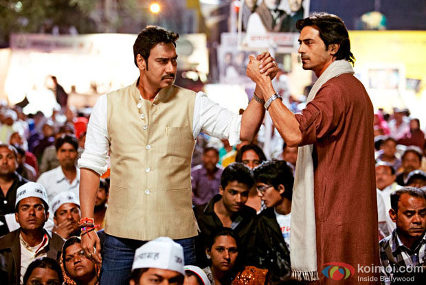 Ajay Devgn and Arjun Rampal in a still from Satyagraha