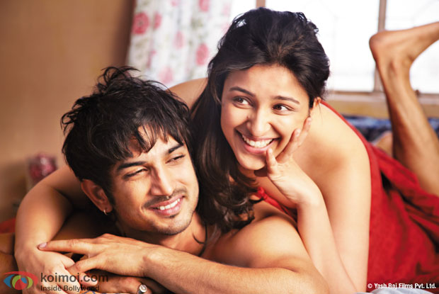 Sushant Singh Rajput and Parineeti Chopra in a still from Shuddh Desi Romance