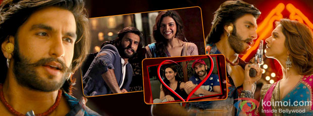 Ranveer Singh and Deepika Padukone in a Ishqyaun Dhishqyaun song still from Ramleela