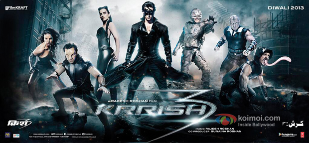 Kangana Ranaut, Hrithik Roshan and Vivek Oberoi in a Krrish 3