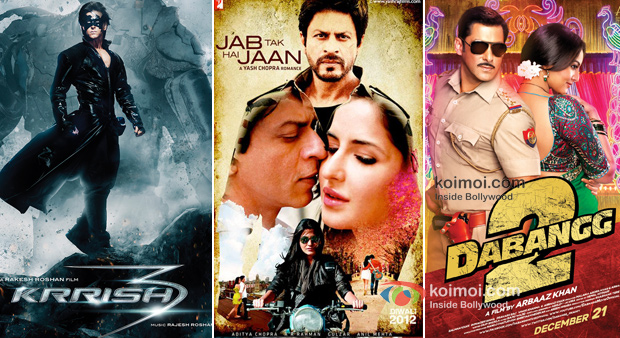 Krrish 3, Jab Tak Hai Jaan and Dabangg 2 movie poster