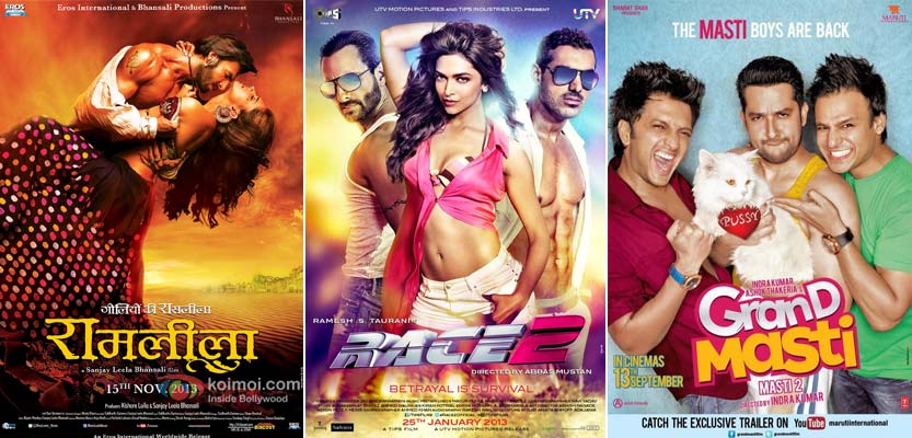 Ramleela, Race 2 and Grand Masti movie poster