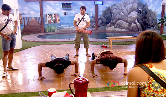 Sangram Singh, Kushal Tandon, Ajaz Khan and Armaan Kohli in Bigg Boss 7