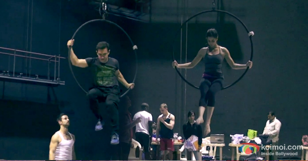 Aamir Khan and Katrina Kaif on the sets of Dhoom 3