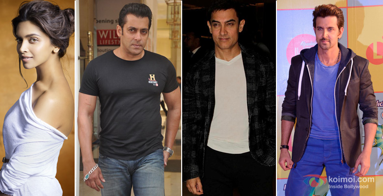 Deepika Padukkon, Salman Khan Aamir Khan and Hrithik Roshan