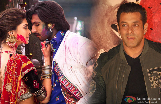 Deepika Padukone and Ranveer singh in a still from Ramleela and Salman Khan at an event